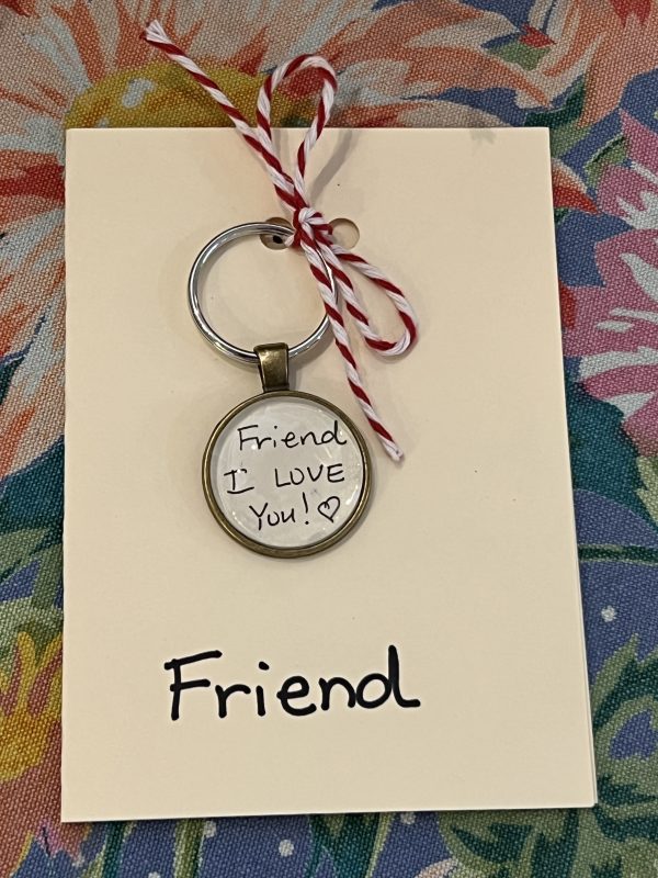 Friend, I Love You Keychain with Gift Card ("Intimus" A close friend in Latin)