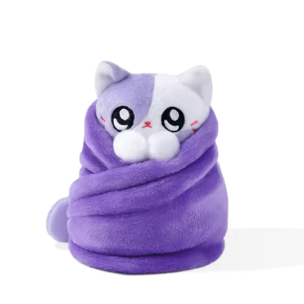 Purrito - Boba Tea (Dark Purple kitten wrapped like a burrito in foil to unwrap!)