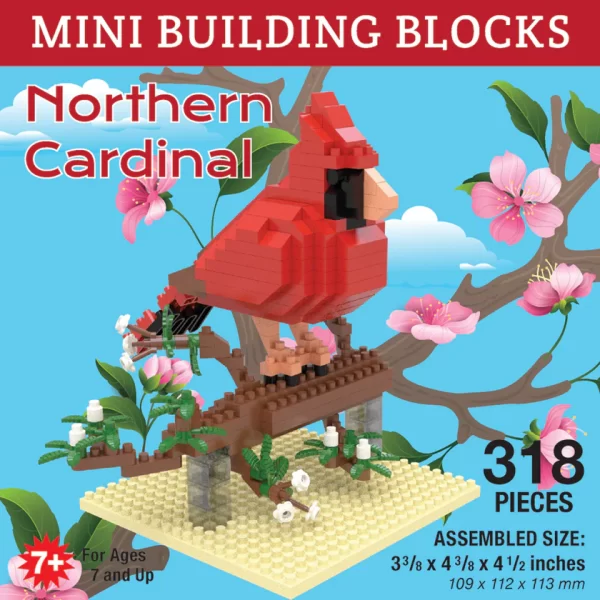 Northern Cardinal Mini Blocks Building Set (318 pieces)