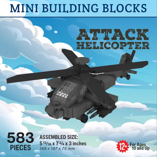 Attack Helicopter Mini Building Blocks (583 pieces) (Black Hawk)