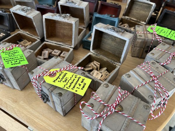 Scrabble ABC Magnet Set in Rustic Gift Box (Entire alphabet with 2 of each vowel)