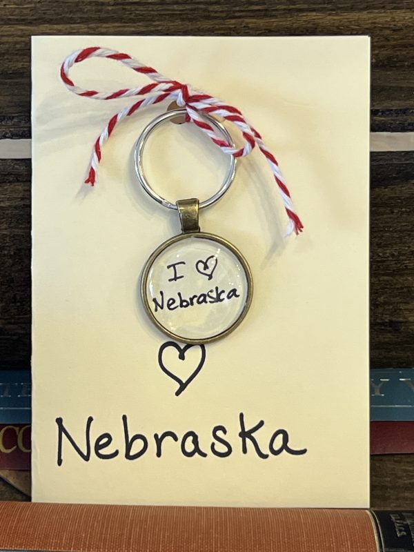 I Love Nebraska! ~ Keychain with Gift Card (Nebraska Trivia)