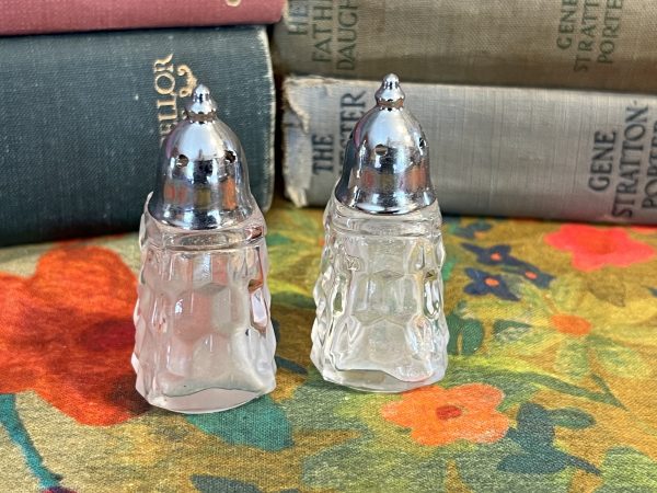 Cut Glass Miniature Salt & Pepper Shakers (R713)
