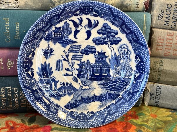 Blue Small Salad Plate with Asian Buildings (R750)