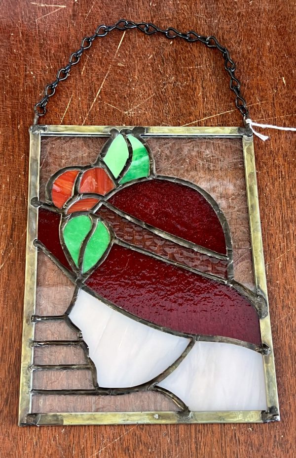 Beautiful Stained Glass - Woman Silouette with Red Hat (SG832)