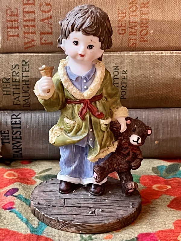 Little Boy with Teddy Bear Figurine (R130)