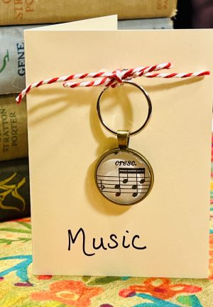Music Keychain with Gift Card - "Music is an outburst of the soul!" quote by Frederick Delius, English Composer (1862-1934)
