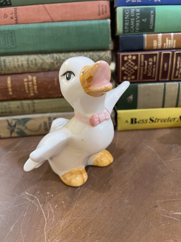 Vintage Porcelain Talking Duck with little Bowtie