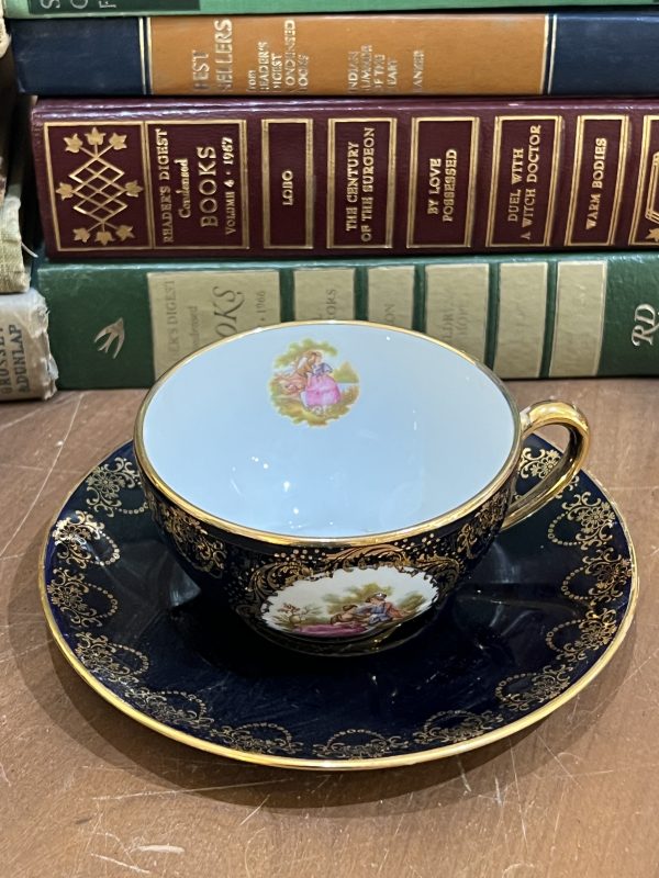 Limoges Castel (France) 22 K Gold Teacup and Saucer