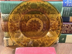 Golden Salad Plate with Leaves