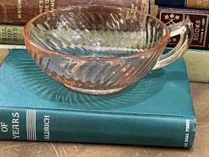Pastel Pink Depression Glass with Handle Small Bowl
