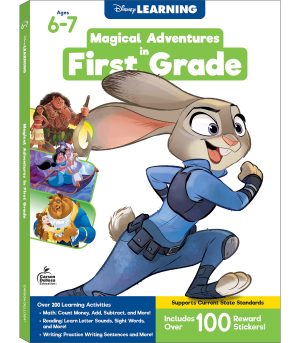 Disney Learning Magical Adventures in 1st Grade Workbooks All Subjects, Math, Phonics, Sight Words, and Writing Practice, Zootopia, Moana, Aladdin, Beauty and the Beast First Grade Workbook Disney Learning and Carson Dellosa Education