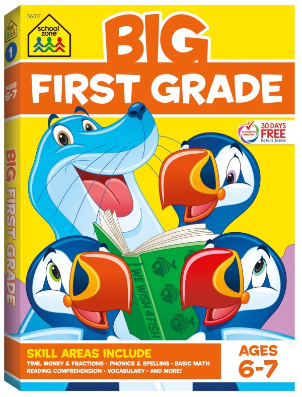 School Zone Big First Grade Workbook: 320 Pages, 1st Grade, Reading Comprehension, Phonics, Spelling, Vocabulary, Basic Math, Time, Money, Fractions, Ages 6 to 7 [Paperback] Zone, School