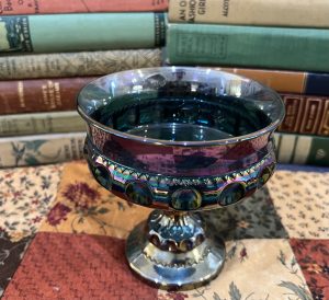 Beautiful Heavy Deep Blue Goblet Depression Glass (S755)