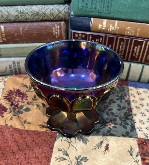 Beautiful Heavy Deep Blue Depression Glass Goblet (S729)