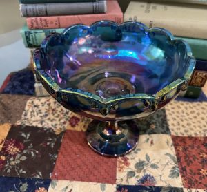 Extra Large Beautiful Heavy Deep Blue Serving Goblet Depression Glass (S738)