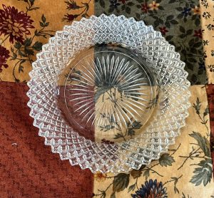 Stunning Cut Glass Collar with Sunbeam Center Glass Serving Plate (S747)
