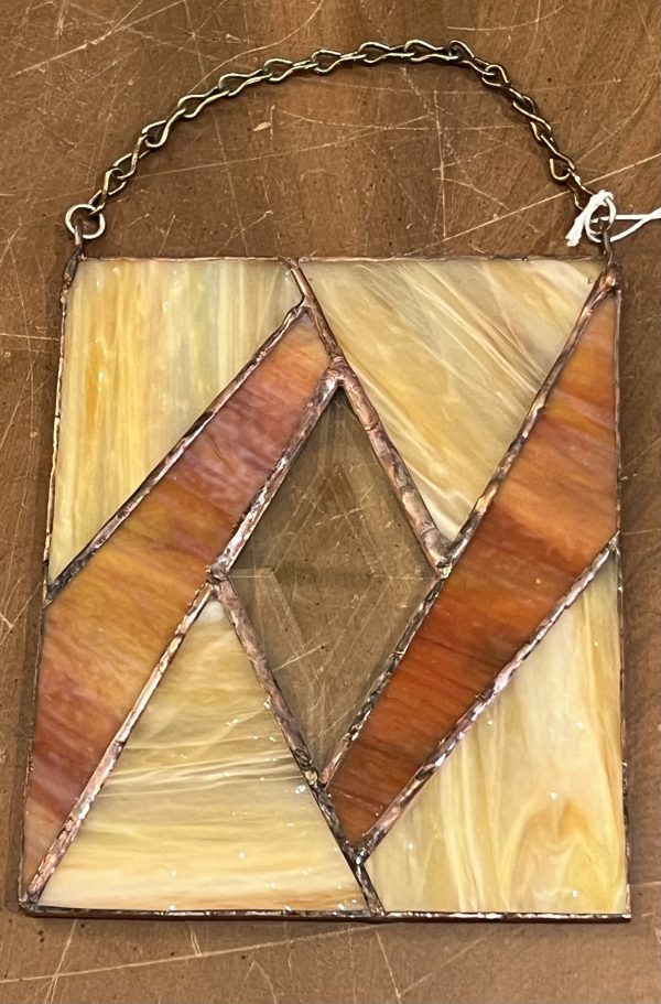 Stained Glass Hanging with Amber/Golden/Browns Triangle Cuts (SG749)