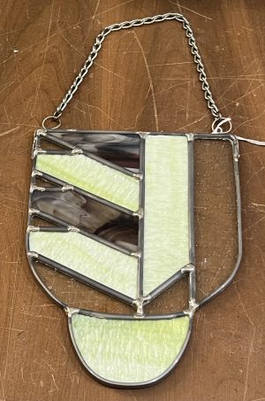 Lime Green with Speckled Clear Glass Stained Glass Hanging (SG750)
