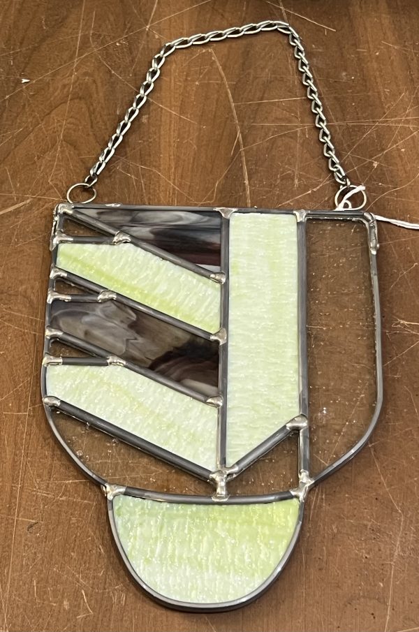 Lime Green with Speckled Clear Glass Stained Glass Hanging (SG750)