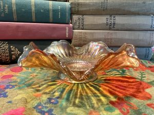 Golden Fluted Glass Candy Dish (S807) ~ 50% off with vintage coupon