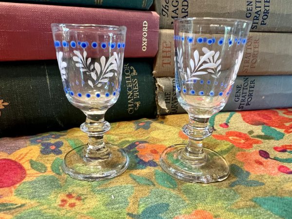 Miniature Glass Floral Shot Glasses (light chip on bottom edge of one) (S822) ~ 50% off with vintage coupon