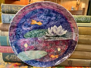 Gorgeous Decorative Plate with Waterlily and Goldfish (S831) ~ 50% off with vintage coupon