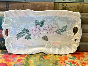 Gorgeous Decorative Porcelain Tray with Poinsettias and Holly (S833) ~ 50% off with vintage coupon