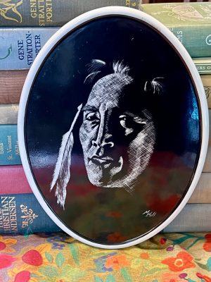 Heavy Porelain Oval Native American Profile Painting (S838) ~ 50% off with vintage coupon