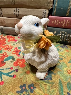 Little friendly Easter bunny with blue eyes and pink nose (S841) ~ 50% off with vintage coupon