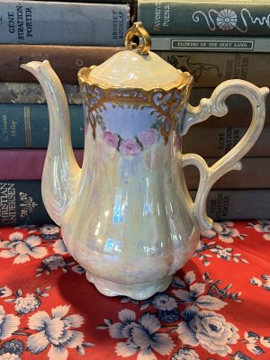 Vintage Curved Spout Elegant Tall Teapot with Floral Border (S885) ~ 50% off with vintage coupon