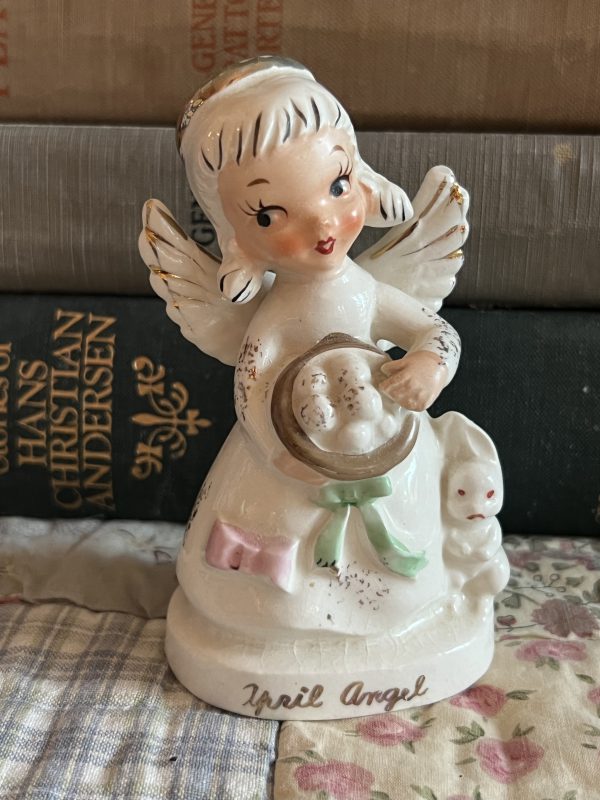 Vintage April Angel Figurine ~ 50% off with vintage coupon (S924)