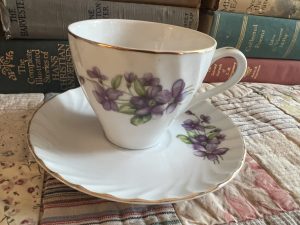 Sweet Floral Teacup with Saucer - Light Purple Spring Flowers ~ 50% off with vintage coupon (S932)
