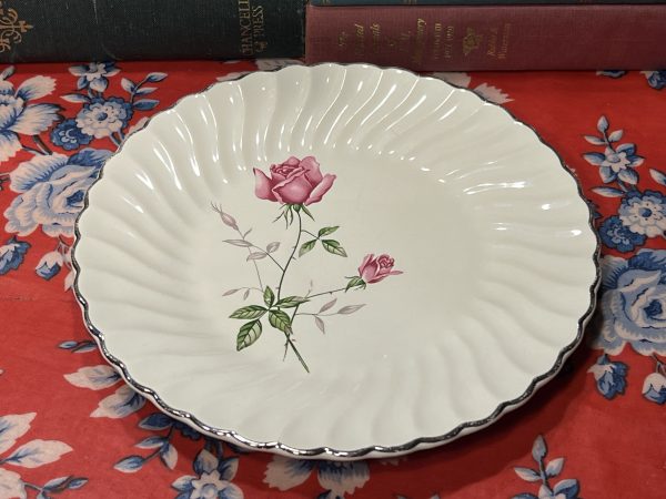 Gorgeous Scalloped Rose Dessert Dish ~ 50% off with vintage coupon (S923)