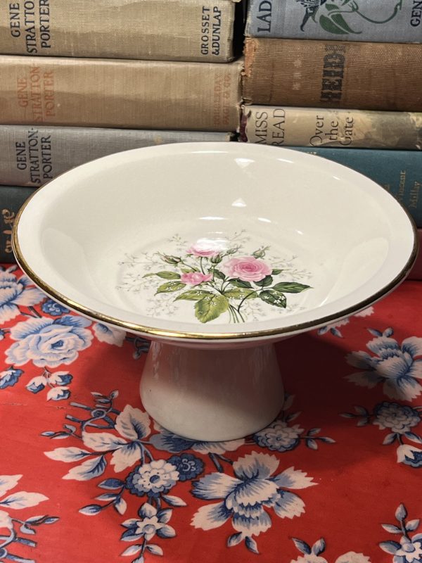 Vintage Beautiful Rose Trinket Bowl with Pedestal Base ~ 50% off with vintage coupon (S907)