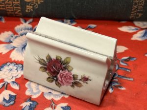 Beautiful Hausmann (West Germany) Rose Placecard Holder ~ 50% off with vintage coupon (S895)