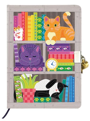 Crystal Art Rainbow Cats in the Library DIY Diary with Lock & Keys
