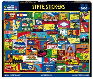 State Stickers (1000 Pieces) White Mountain Puzzles - Made in USA