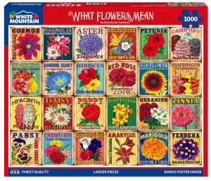 What Flowers Mean (1000 Pieces) White Mountain Puzzles - Made in USA