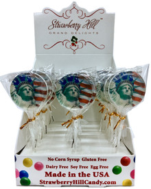 American Flag with Statue of Liberty Circular Lollipops